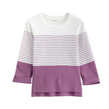 INMAN Women Spring Clothes Loose Striped Pullovers Women Thin Knit Pullover Sweaters Tops