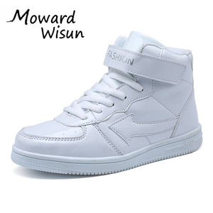 Classic Solid White Children Sport Shoes For Kids Boys Girls High Cut Fashion Non-Slip Sneakers Baby Boys Girls Shoes Size 31-38