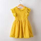 Baby Girl Floral Lace Mesh Princess Tutu Dress Children Hollow Out Wedding Christening Gown Dress For Kids Party Wear Vestidos