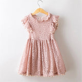 Baby Girl Floral Lace Mesh Princess Tutu Dress Children Hollow Out Wedding Christening Gown Dress For Kids Party Wear Vestidos