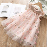 Baby Girl Floral Lace Mesh Princess Tutu Dress Children Hollow Out Wedding Christening Gown Dress For Kids Party Wear Vestidos