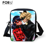 FORUDESIGNS Ladybug Girl Prints 3D School Bags Cartoon Children 3pcs/set School Backpacks Crossbody Bookbags Pencil Bag for Kids