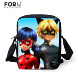 FORUDESIGNS Ladybug Girl Prints 3D School Bags Cartoon Children 3pcs/set School Backpacks Crossbody Bookbags Pencil Bag for Kids