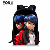 FORUDESIGNS Ladybug Girl Prints 3D School Bags Cartoon Children 3pcs/set School Backpacks Crossbody Bookbags Pencil Bag for Kids