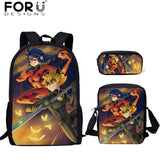 FORUDESIGNS Ladybug Girl Prints 3D School Bags Cartoon Children 3pcs/set School Backpacks Crossbody Bookbags Pencil Bag for Kids