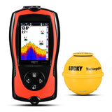 Russian menu!LUCKY FF1108-1CWLA Rechargeable Wireless Remote Sonar for fishing 45M water depth echo sounder fishing finder
