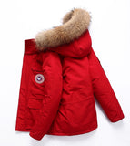 2019 Canada Down Jacket Men Thick Warm 90% White Duck Down Hooded Natural Fur Collar Man Down Jacket Waterproof Men Down Coat