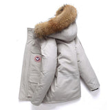 2019 Canada Down Jacket Men Thick Warm 90% White Duck Down Hooded Natural Fur Collar Man Down Jacket Waterproof Men Down Coat