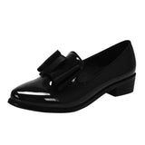 SAGACE Women's tassel bow tie design low heel platform sewing square school classic British style patent leather small shoes