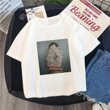 Tshirt new 2019 tshirt round neck short sleeve casual loose Europe and America flowers print short-sleeve women's T-shirt TX143