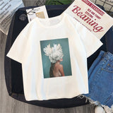 Tshirt new 2019 tshirt round neck short sleeve casual loose Europe and America flowers print short-sleeve women's T-shirt TX143