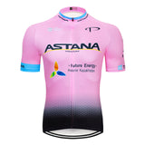 2018 Summer ASTANA Pink short sleeve Cycling Jersey Set MTB  Breathable and quick-drying Cycling Clothing Strap suit