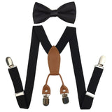 Fashion Adjustable Elastic X-Shape Children Braces Kids Suspenders Set Bow Tie for Wedding