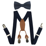 Fashion Adjustable Elastic X-Shape Children Braces Kids Suspenders Set Bow Tie for Wedding