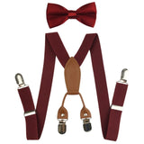 Fashion Adjustable Elastic X-Shape Children Braces Kids Suspenders Set Bow Tie for Wedding