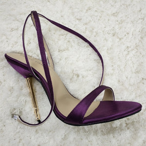 Women Stiletto Thin Iron High Heel Sandal Sexy Ankle Strap Buckle Open Toe Purple Satin Party Bridals Ball Lady Shoe 3845-i3