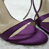 Women Stiletto Thin Iron High Heel Sandal Sexy Ankle Strap Buckle Open Toe Purple Satin Party Bridals Ball Lady Shoe 3845-i3