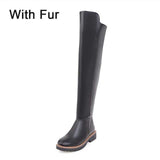 TAOFFEN Women Over The Knee Boots 2020 Hot Sale Daily Fashion White Boots Zipper Flats Shoes Woman Female Footwear Size 34-43