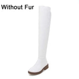 TAOFFEN Women Over The Knee Boots 2020 Hot Sale Daily Fashion White Boots Zipper Flats Shoes Woman Female Footwear Size 34-43