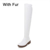 TAOFFEN Women Over The Knee Boots 2020 Hot Sale Daily Fashion White Boots Zipper Flats Shoes Woman Female Footwear Size 34-43