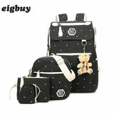 Women Canvas 4pcs/set School Backpacks College Schoolbag Fashion Plecak For Teenager Girl And Boys Rucksack Moclila Shoulder Bag