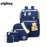 Women Canvas 4pcs/set School Backpacks College Schoolbag Fashion Plecak For Teenager Girl And Boys Rucksack Moclila Shoulder Bag
