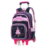 2/6 Wheels Children Trolley school bags with Wheels backpack detachable waterproof Girls travel Bags as Gifts;Mochila Infantil
