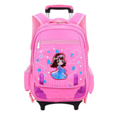 Removable Travel Nylon Rolling Bag Cartoon Fashion Kids Trolley Backpack 2/6 Wheels Girl's Trolley School Bags School Backpack
