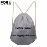 FORUDESIGNS Drawstring Bags for Women Black Art African Girls Printing Beach Bag Ladies Mini String Bagpack Children Book Bags
