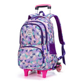 Children Orthopedic School Bags with 2/6 Wheels  for Girls Removable Trolley Backpack Kids Wheeled Satchel  Travel Luggage Bags