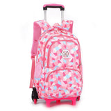 Children Orthopedic School Bags with 2/6 Wheels  for Girls Removable Trolley Backpack Kids Wheeled Satchel  Travel Luggage Bags