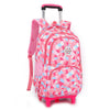 Children Orthopedic School Bags with 2/6 Wheels  for Girls Removable Trolley Backpack Kids Wheeled Satchel  Travel Luggage Bags