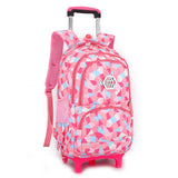 Children Orthopedic School Bags with 2/6 Wheels  for Girls Removable Trolley Backpack Kids Wheeled Satchel  Travel Luggage Bags