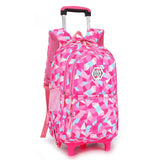 Children Orthopedic School Bags with 2/6 Wheels  for Girls Removable Trolley Backpack Kids Wheeled Satchel  Travel Luggage Bags