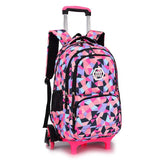 Children Orthopedic School Bags with 2/6 Wheels  for Girls Removable Trolley Backpack Kids Wheeled Satchel  Travel Luggage Bags