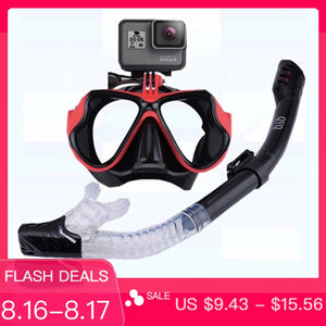 Snorkeling Mask Snorkel Tube Set Diving Mask Anti-Fog Swimming Diving Goggles Snorkel Tube For GoPro Underwater Sports Camera