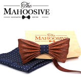 MAHOOSIVE NEW 2018 Handmade wooden Bow Tie Handerchief Set Fashion Wood bow tie wedding dinner accessories corbata Gravata set