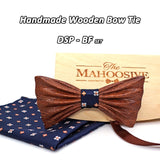 MAHOOSIVE NEW 2018 Handmade wooden Bow Tie Handerchief Set Fashion Wood bow tie wedding dinner accessories corbata Gravata set