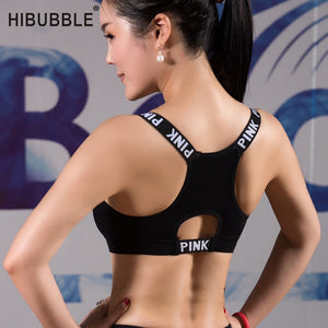 HIBUBBLE Women Sport Bra Top Black Padded Yoga Brassiere Fitness Sports Tank Top Female Sport Yoga Bra Push Up Sports Bra