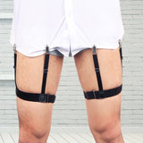 2 Pcs Men Shirt Stays Belt with Non-slip Locking Clips Keep Shirt Tucked Leg Thigh Suspender Garters Strap LL@17