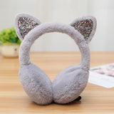 Brand New 2018 Fashion Women Girl Fur Winter Ear Warmer Earmuffs Cat Ear Muffs Earlap Glitter Sequin Earmuffs Headband Newest