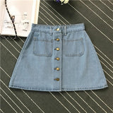 Denim Skirt Spring Summer Women Short A-line Buttom Skirts High Waist Slim Pocket Clothes For Female Causal Summer Women Skirt