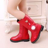 Girls boots children's high boots autumn and winter student kids plus velvet cotton shoes fashion tassels leather martin boots