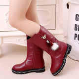 Girls boots children's high boots autumn and winter student kids plus velvet cotton shoes fashion tassels leather martin boots