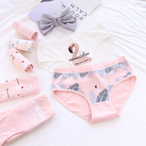 New 4pcs Teenage Flamingos Underpants Young Girl Briefs Comfortable Cotton Panties Kids Underwear B807