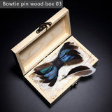 JEMYGINS 2019 original design bow tie feather bow exquisite handmade men's bow tie brooch pin wooden gift set wedding party