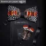 JEMYGINS 2019 original design bow tie feather bow exquisite handmade men's bow tie brooch pin wooden gift set wedding party