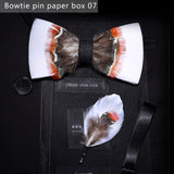 JEMYGINS 2019 original design bow tie feather bow exquisite handmade men's bow tie brooch pin wooden gift set wedding party