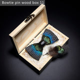 JEMYGINS 2019 original design bow tie feather bow exquisite handmade men's bow tie brooch pin wooden gift set wedding party