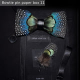 JEMYGINS 2019 original design bow tie feather bow exquisite handmade men's bow tie brooch pin wooden gift set wedding party